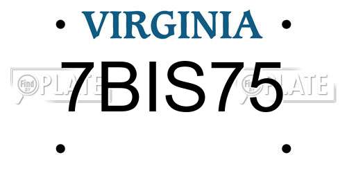 7BIS75 Virginia License Plate
