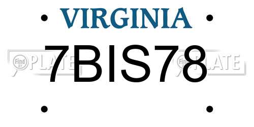 7BIS78 Virginia License Plate