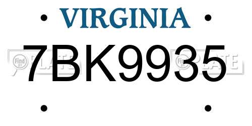 7BK9935 Virginia License Plate