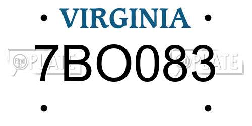 7BO083 Virginia License Plate