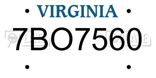 7BO7560 Virginia License Plate