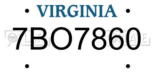 7BO7860 Virginia License Plate