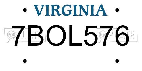 7BOL576 Virginia License Plate