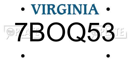 7BOQ53 Virginia License Plate