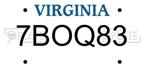 7BOQ83 Virginia License Plate