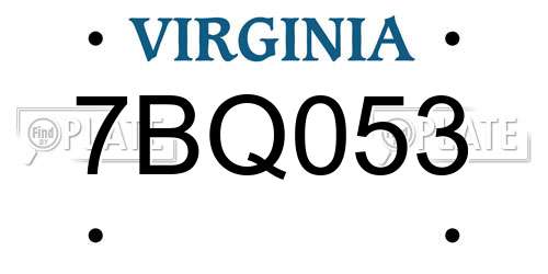 7BQ053 Virginia License Plate