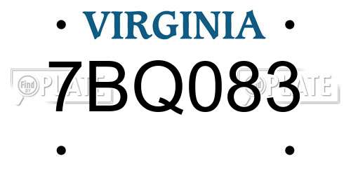7BQ083 Virginia License Plate