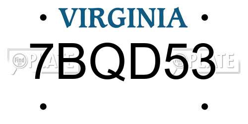 7BQD53 Virginia License Plate