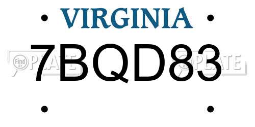 7BQD83 Virginia License Plate