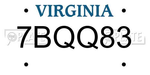 7BQQ83 Virginia License Plate