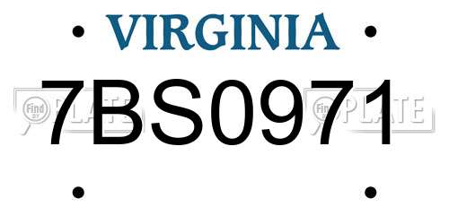 7BS0971 Virginia License Plate