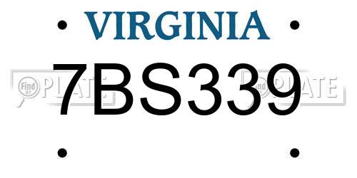 7BS339 Virginia License Plate