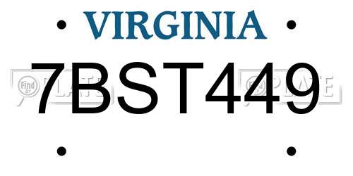 7BST449 Virginia License Plate