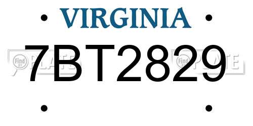 7BT2829 Virginia License Plate