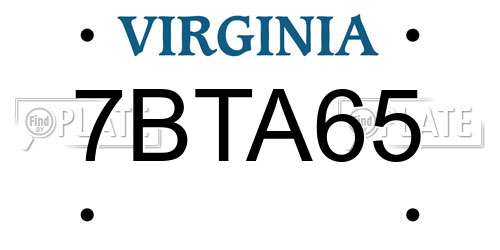 7BTA65 Virginia License Plate