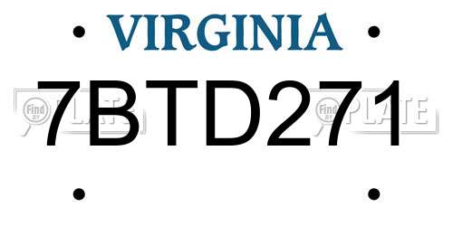 7BTD271 Virginia License Plate