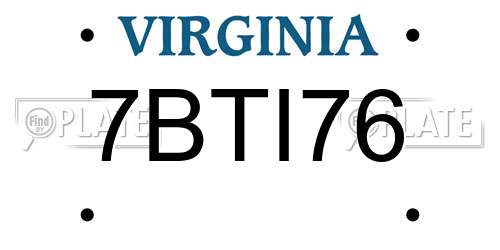 7BTI76 Virginia License Plate