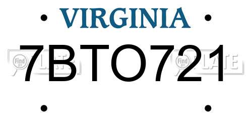 7BTO721 Virginia License Plate