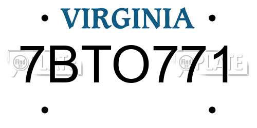 7BTO771 Virginia License Plate