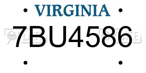 7BU4586 Virginia License Plate