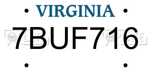 7BUF716 Virginia License Plate