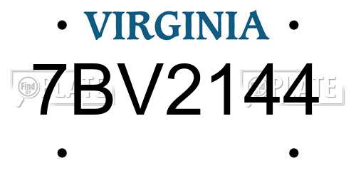 7BV2144 Virginia License Plate