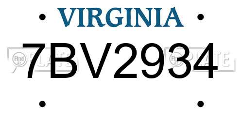 7BV2934 Virginia License Plate