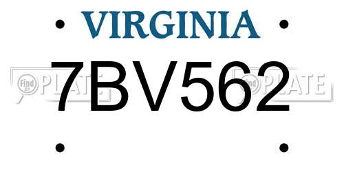 7BV562 Virginia License Plate