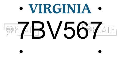 7BV567 Virginia License Plate