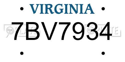 7BV7934 Virginia License Plate
