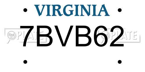 7BVB62 Virginia License Plate
