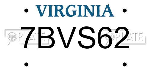 7BVS62 Virginia License Plate