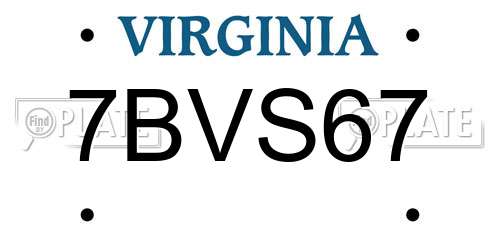 7BVS67 Virginia License Plate