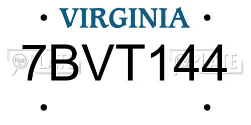 7BVT144 Virginia License Plate