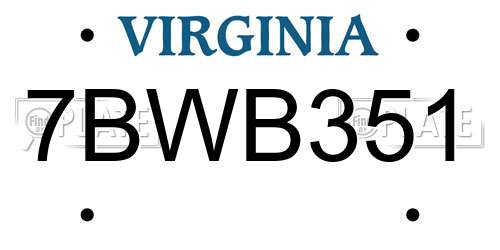7BWB351 Virginia License Plate