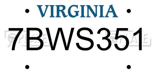 7BWS351 Virginia License Plate