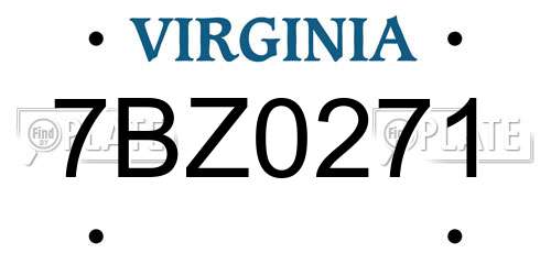 7BZ0271 Virginia License Plate