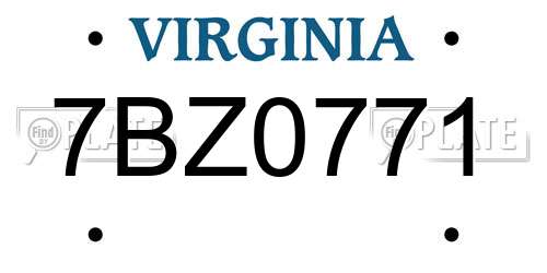 7BZ0771 Virginia License Plate