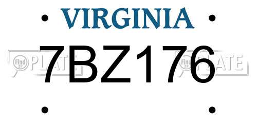 7BZ176 Virginia License Plate