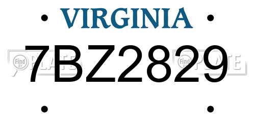 7BZ2829 Virginia License Plate