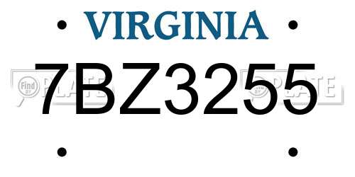 7BZ3255 Virginia License Plate