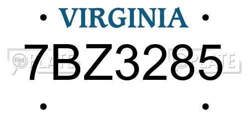 7BZ3285 Virginia License Plate