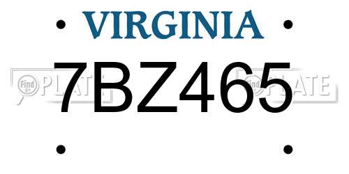7BZ465 Virginia License Plate