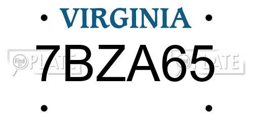 7BZA65 Virginia License Plate