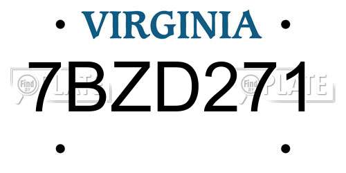 7BZD271 Virginia License Plate