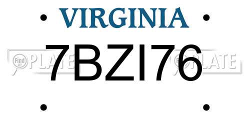 7BZI76 Virginia License Plate