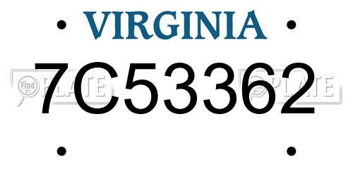 7C53362 Virginia License Plate