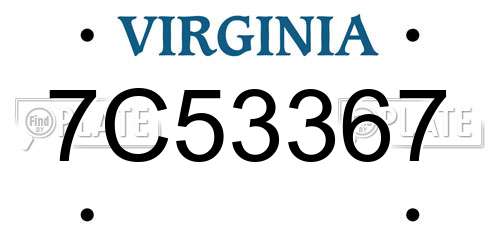 7C53367 Virginia License Plate