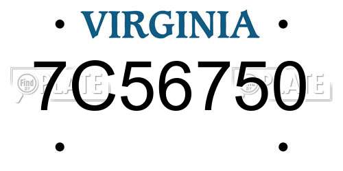 7C56750 Virginia License Plate