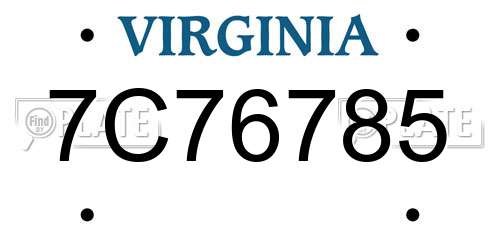 7C76785 Virginia License Plate